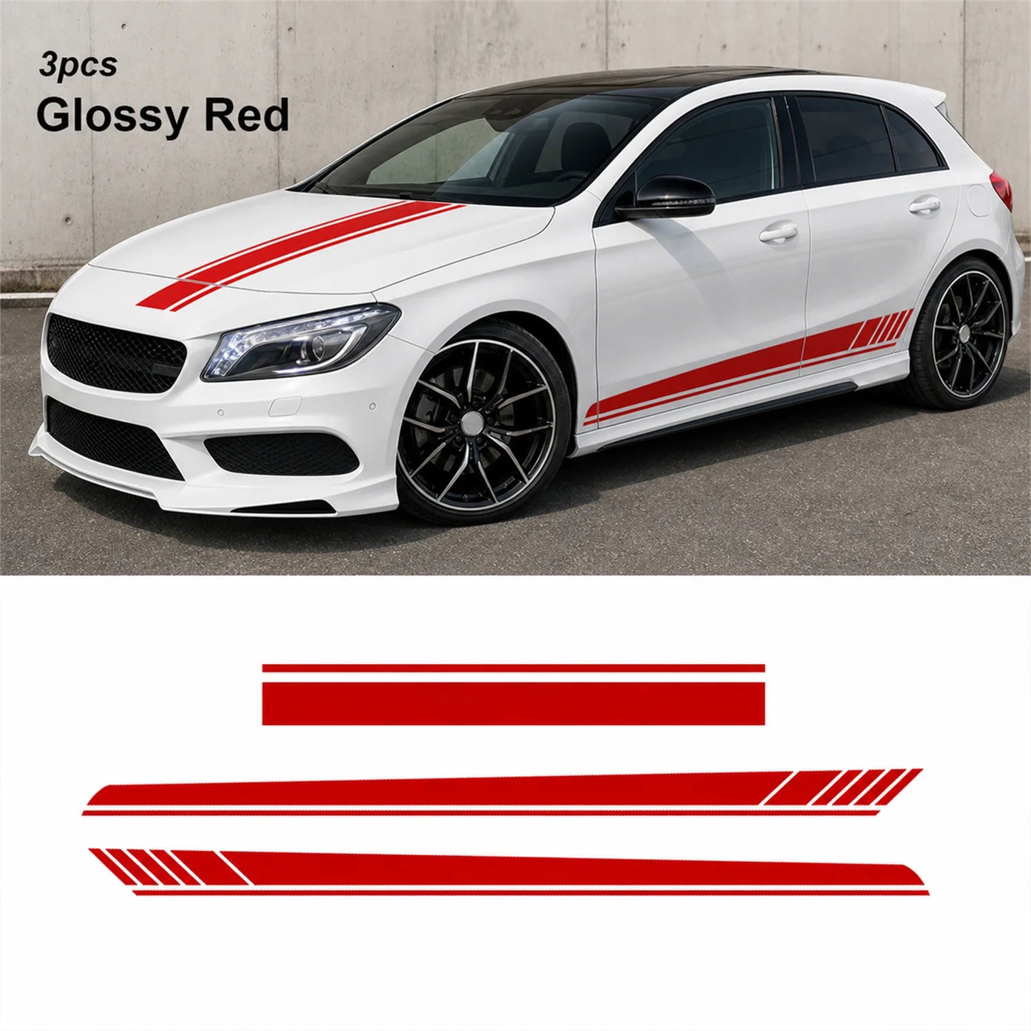 Car Racing Stripes Hood Side Decal Vinyl Sticker Universal Sport Style Auto Body Decoration Waterproof Premium Film