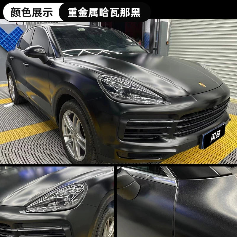 Matte Black Car Wrap Satin Vinyl Color Change Film Air Release Anti Fade Anti Scratch 1.52x18m Roll