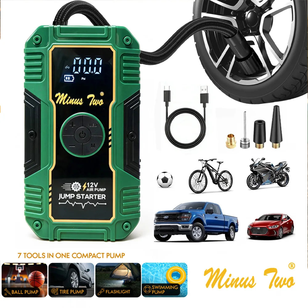 Emergency Startup Power Source - Integrated Unit for Car Air Pump and Vehicle Battery Strong Start Jumper Battery Power Tool - I