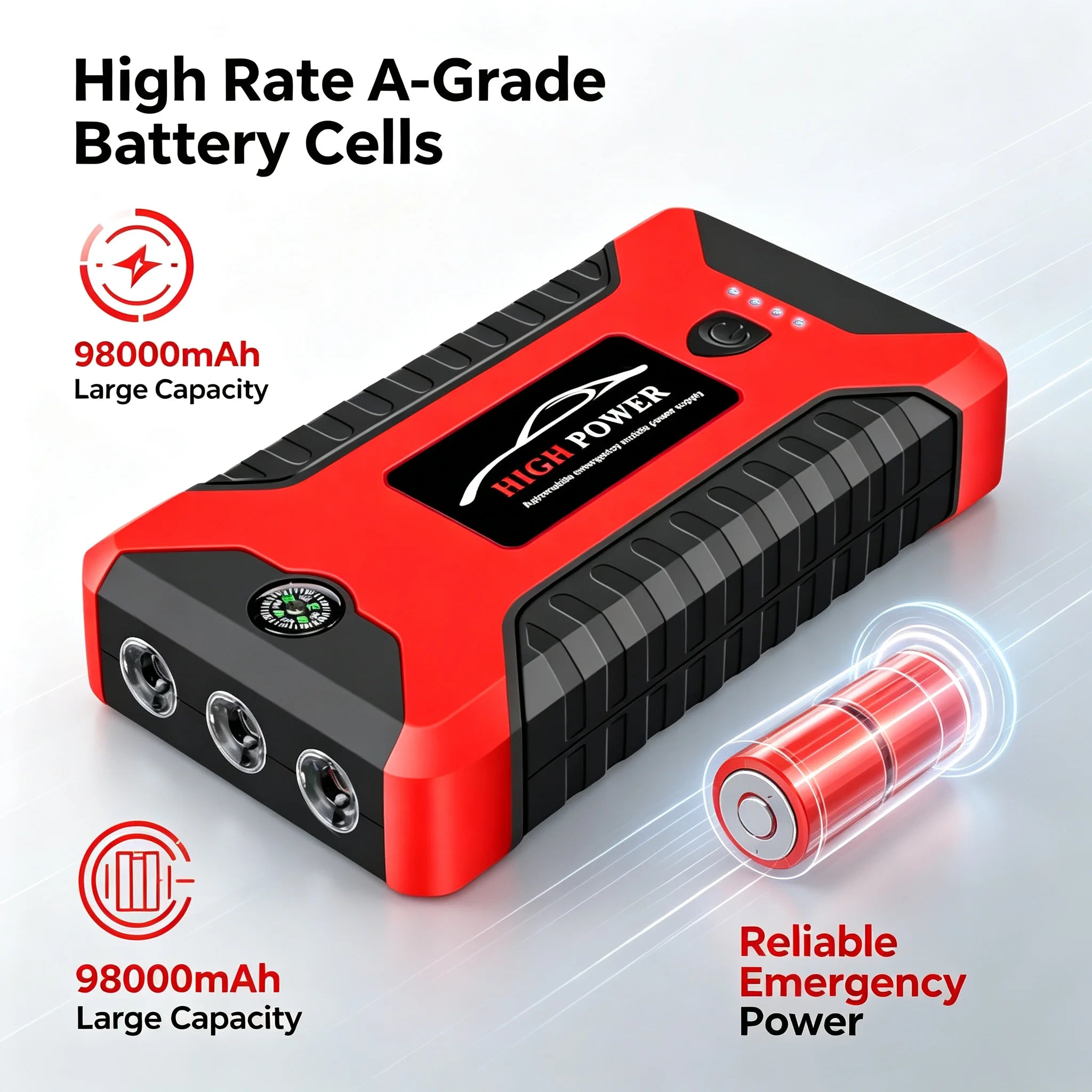 2026 Portable Car Jump Starter 12V Auto Jump Starter 99800mAh Petrol Diesel Power Bank Car Emergency Booster Start Air Pump