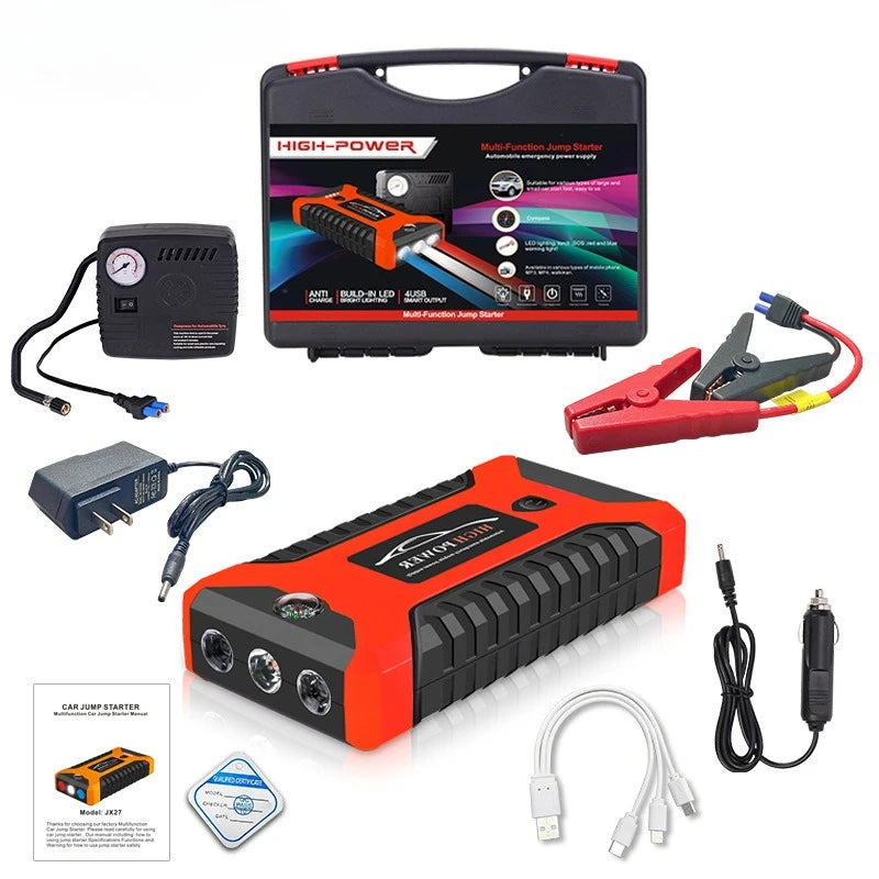 2026 Portable Car Jump Starter 12V Auto Jump Starter 99800mAh Petrol Diesel Power Bank Car Emergency Booster Start Air Pump