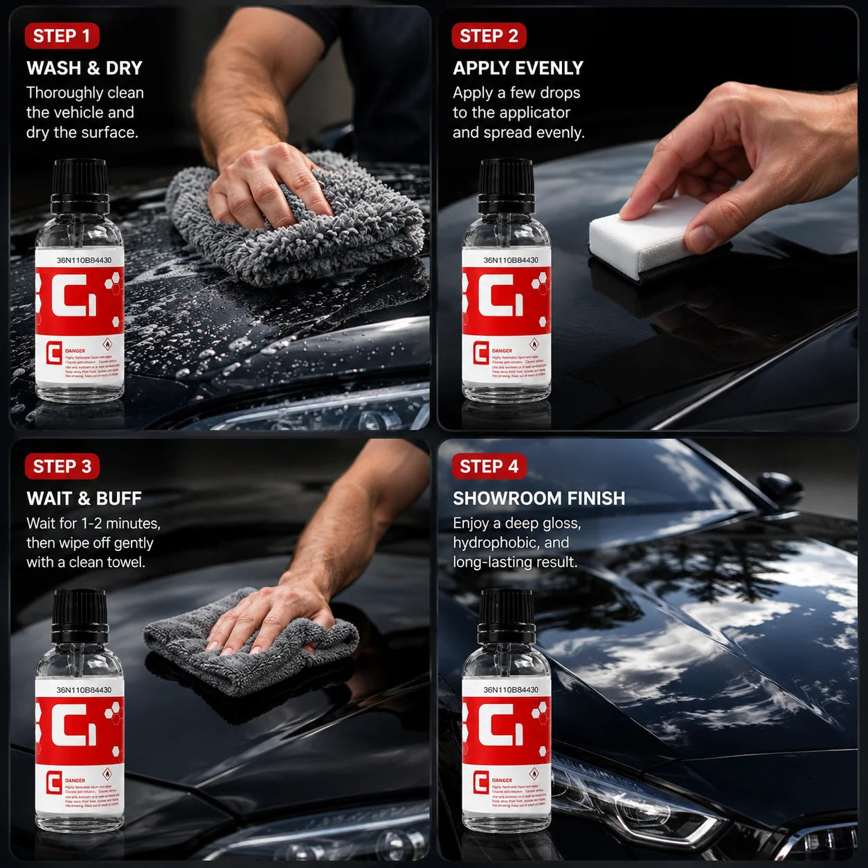 C1 + EXO V5 Ceramic Coating Kit for Cars Ultra Hydrophobic High Gloss Paint Protection Chemical Resistant Long Lasting Coating