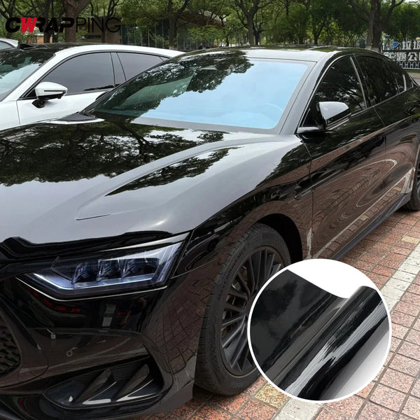 1.5x2/3/6M Shiny Black Vinyl Wrap Car Sticker Vinyl Auto Tuning Roof Hood Door Protection Film DIY Glossy Black Wrap for Vehicle