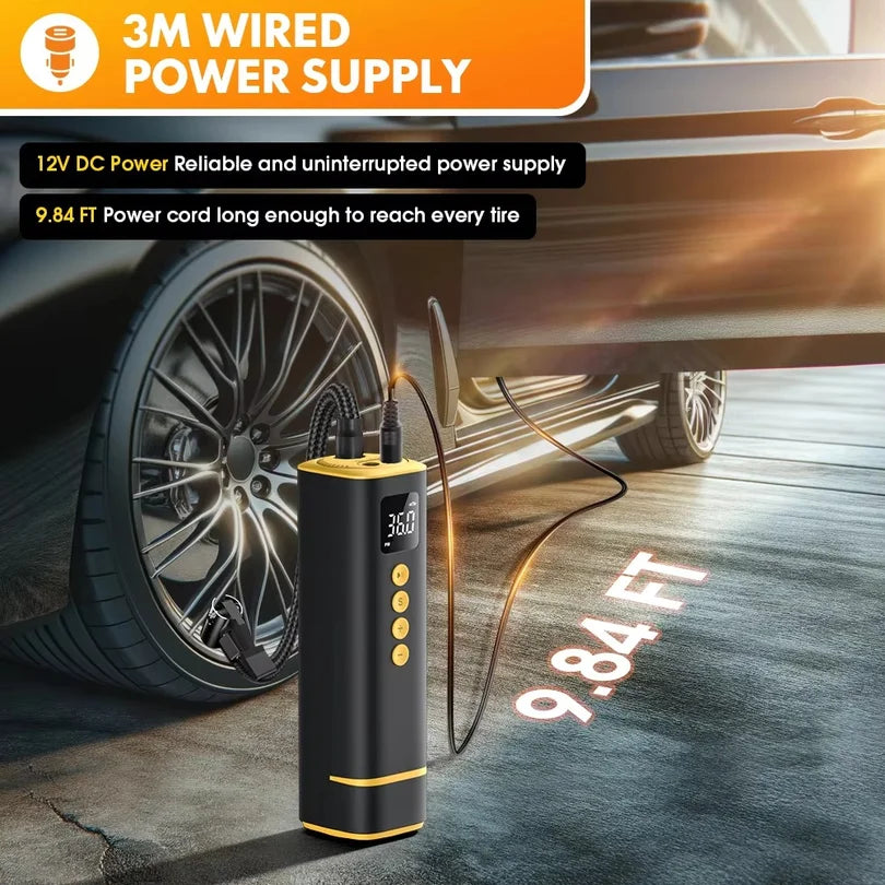 Car Tire Air Pump 12V 150PSI Air Compressor Portable Wired Inflator For Car Motorcycle Bicycle with Extended Power Cord
