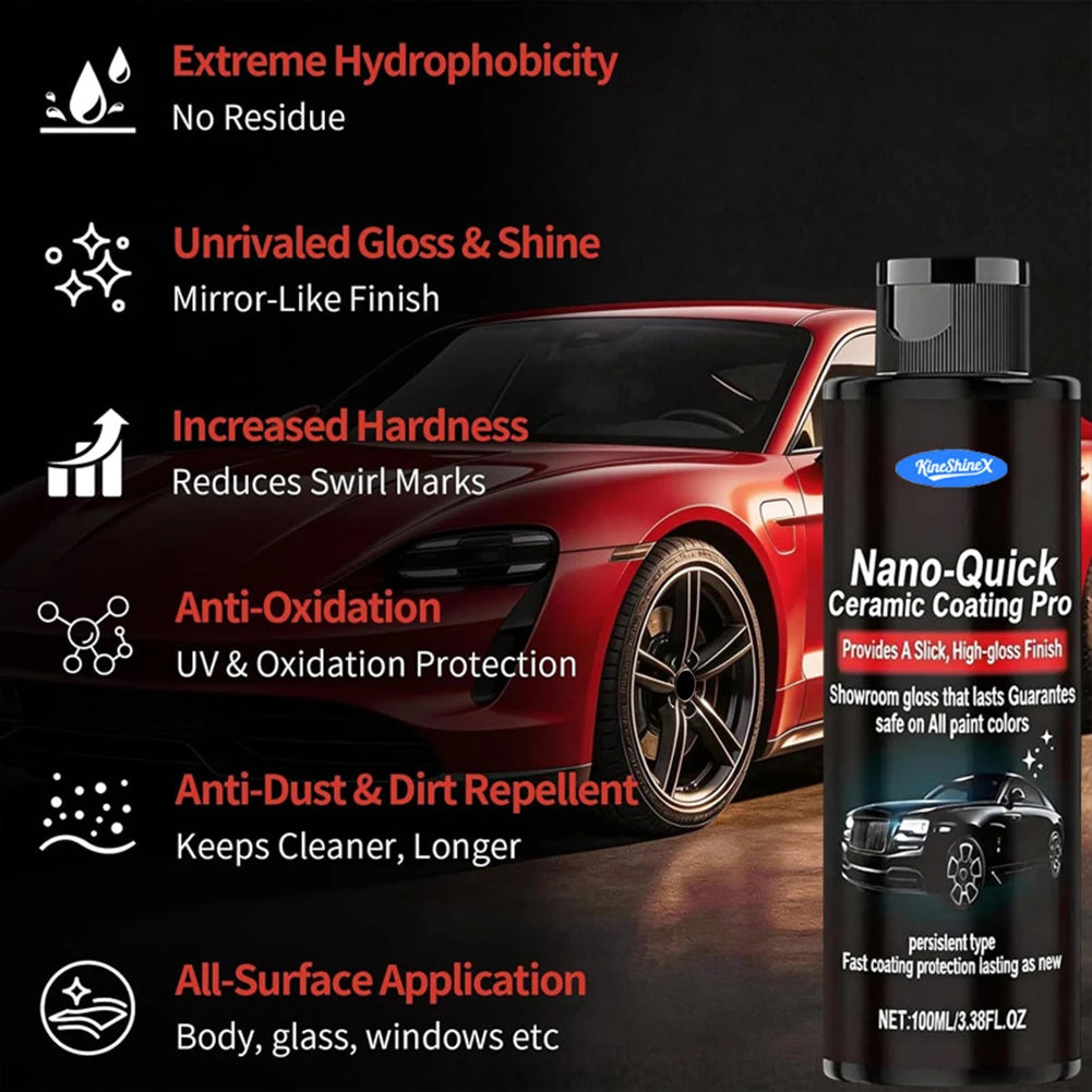Nano-Quick Ceramic Coating Pro Quick-Effect High-Gloss Car Detailing Spray Instants Mirror-Like Shine Paint Exterior Protection