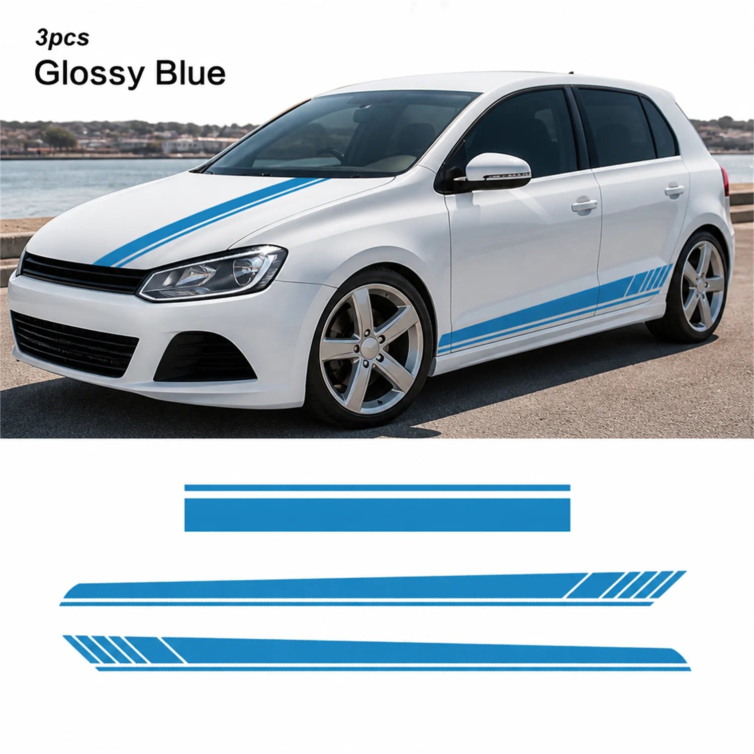 Car Racing Stripes Hood Side Decal Vinyl Sticker Universal Sport Style Auto Body Decoration Waterproof Premium Film