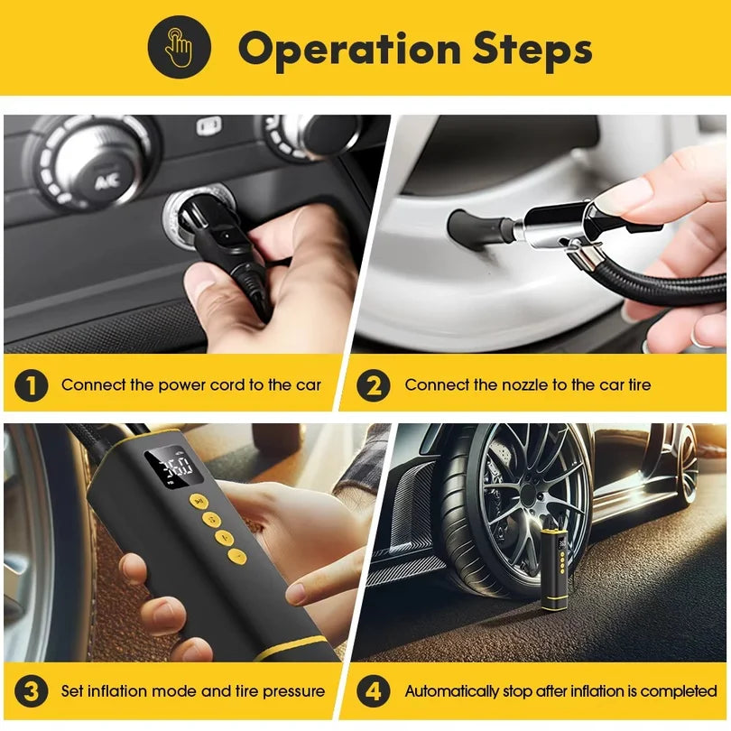 Car Tire Air Pump 12V 150PSI Air Compressor Portable Wired Inflator For Car Motorcycle Bicycle with Extended Power Cord
