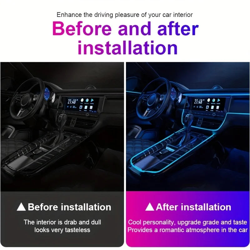 Car Interior Atmosphere Light Strip 5M EL Wiring Decorative Lamp For Auto DIY Flexible Ambient Light USB Party Atmosphere Diode