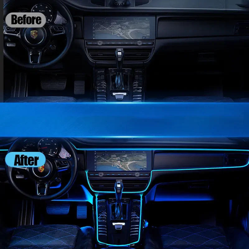 Car Interior Atmosphere Lighting LED Strip DIY Flexible EL Cold Light Line Tube With USB Auto Decoration Ambient Lamp