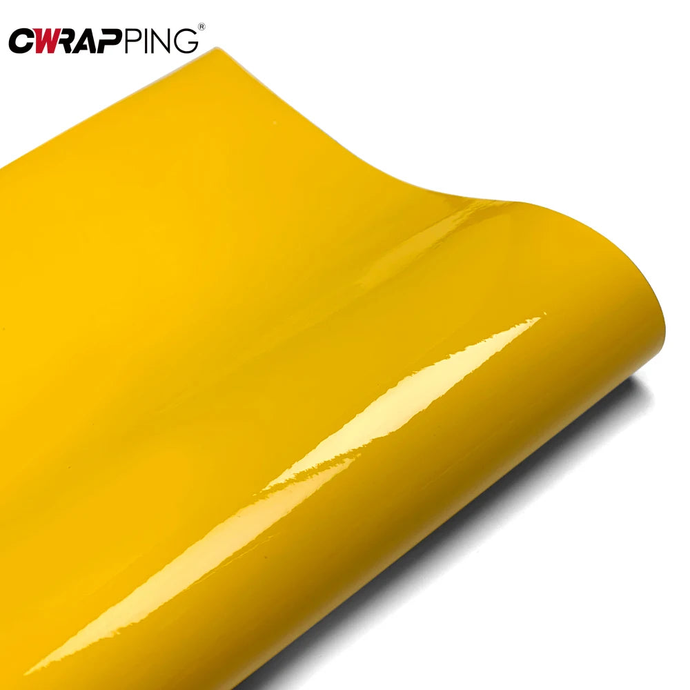 Glossy Yellow Car Stickers Vinyl Wrap Waterproof Vinyl Auto Tuning Film Air Release Decoration Covering Film for Car Accessories