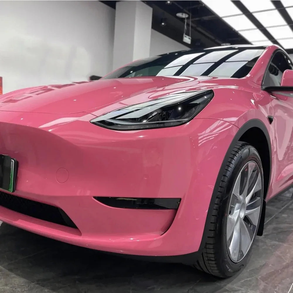 Classic Glossy Pink PVC Vinyl Wrap Film Roll With Air Release Self Adhesive Car Wrapping Motorcycle DIY Decal Sticke