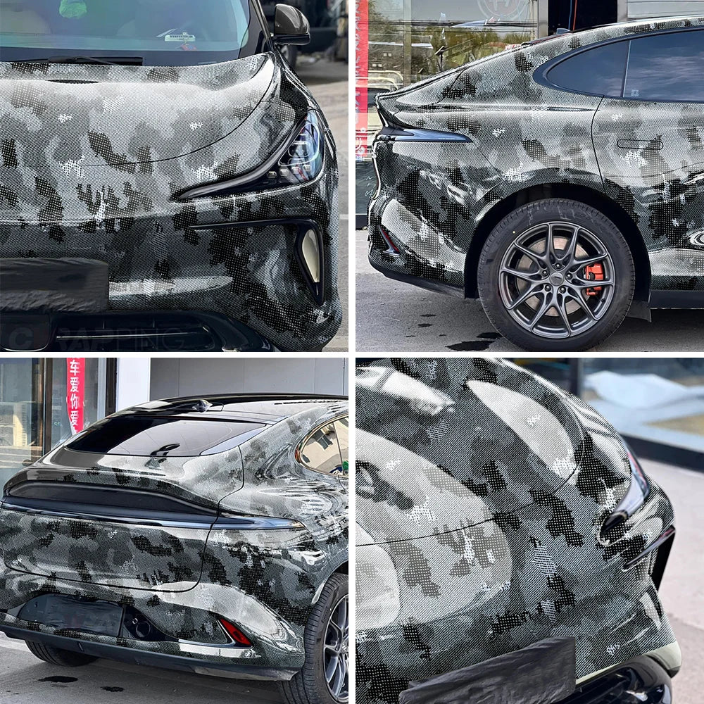 Carbon Fiber Vinyl Wrap PET Car Stickers Python Camouflage Vinyl Wrap Film Car Body Stickers Adhesive Vinyl for Car Accessories