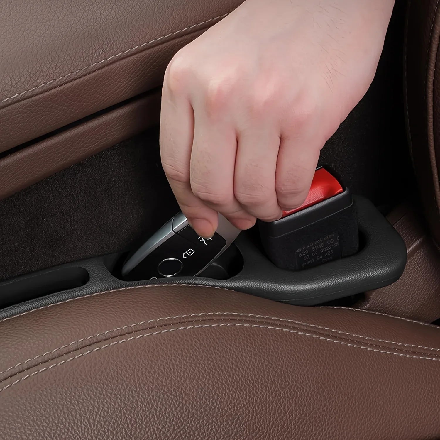 2pc Car Seat Gap Filler Organizer Pu Waterproof Car Seat Gap Plug Strip with 2 Grooves Seat Gap Storage Auto Interior Accessories