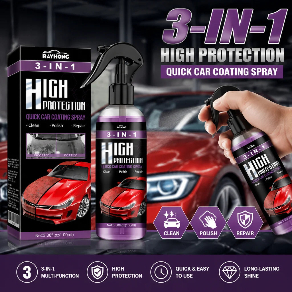 3-IN-1 Car Quick Ceramic Coating Spray High Protection Nano Coating Polishing Fortify Hydrophobic Enhance Car Paint Gloss Shine