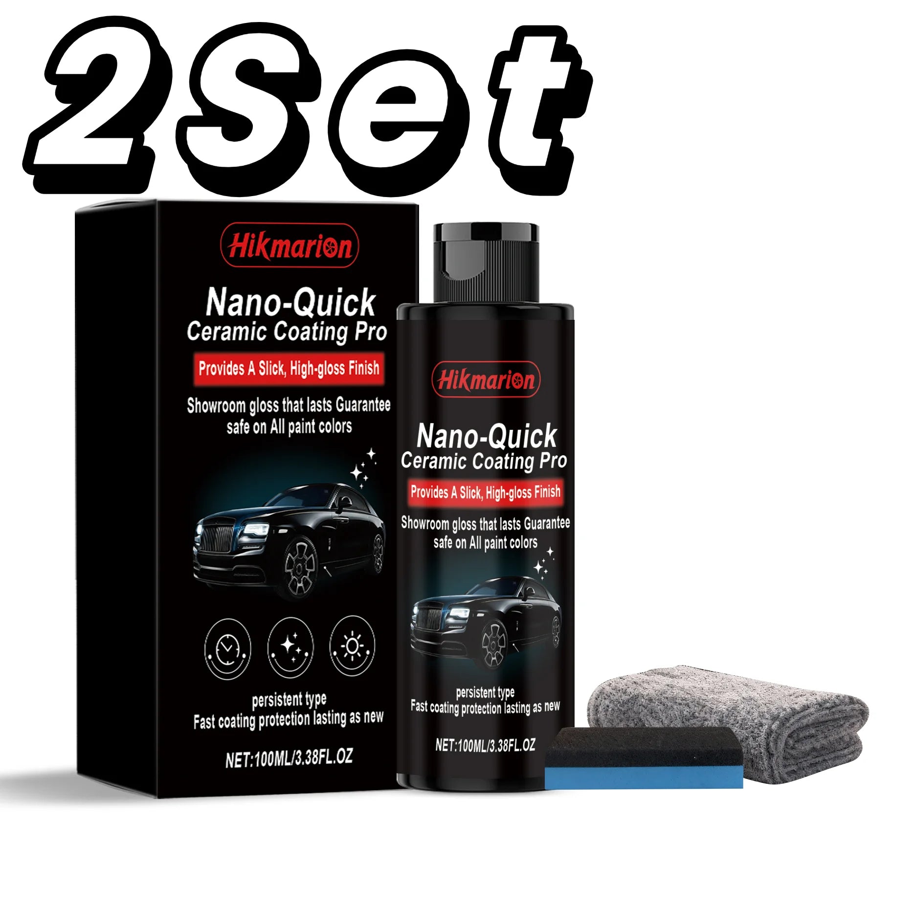 9H Nano Ceramic Coating Pro Kit SiO2 Paint Sealant Superhydrophobic High Gloss Mirror Finish Anti-Scratch UV Protect Car Detail