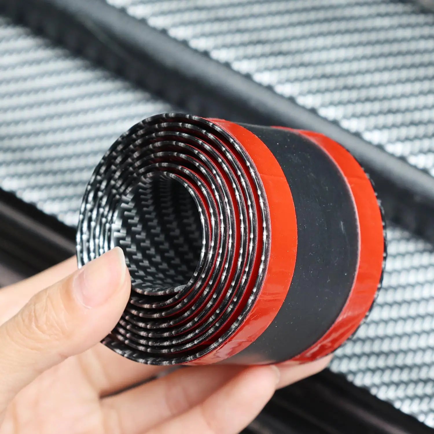 5x100cm Carbon Fiber PVC Car Door Bumper Strip Guard Anti Scratch Sticker Auto Wrap Film Self-Adhesive Car Decorative Strips