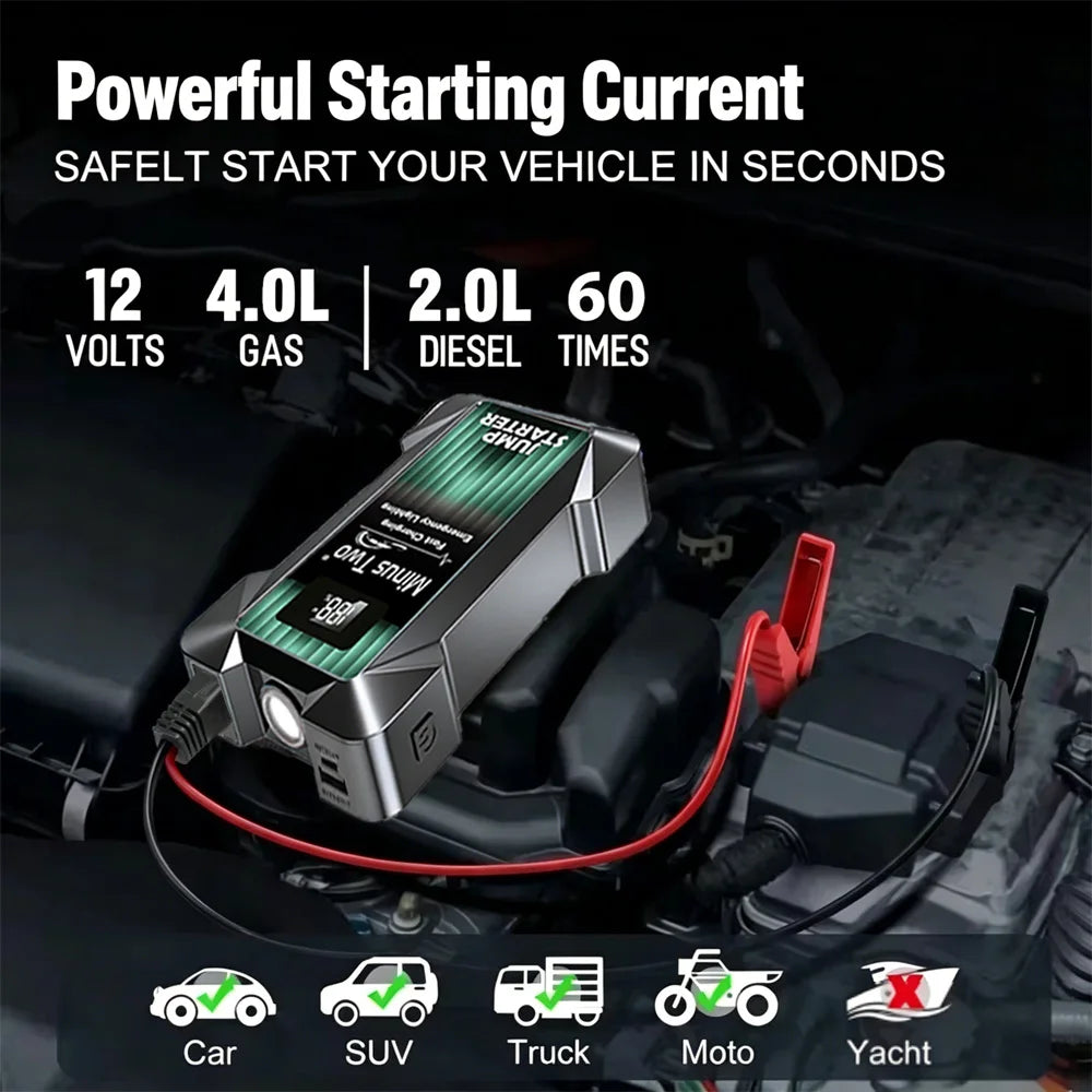 Car Jump Starter Battery Power Bank Portable Emergency Starter Booster 12V Auto Starting Device for Petrol Vehicle Start