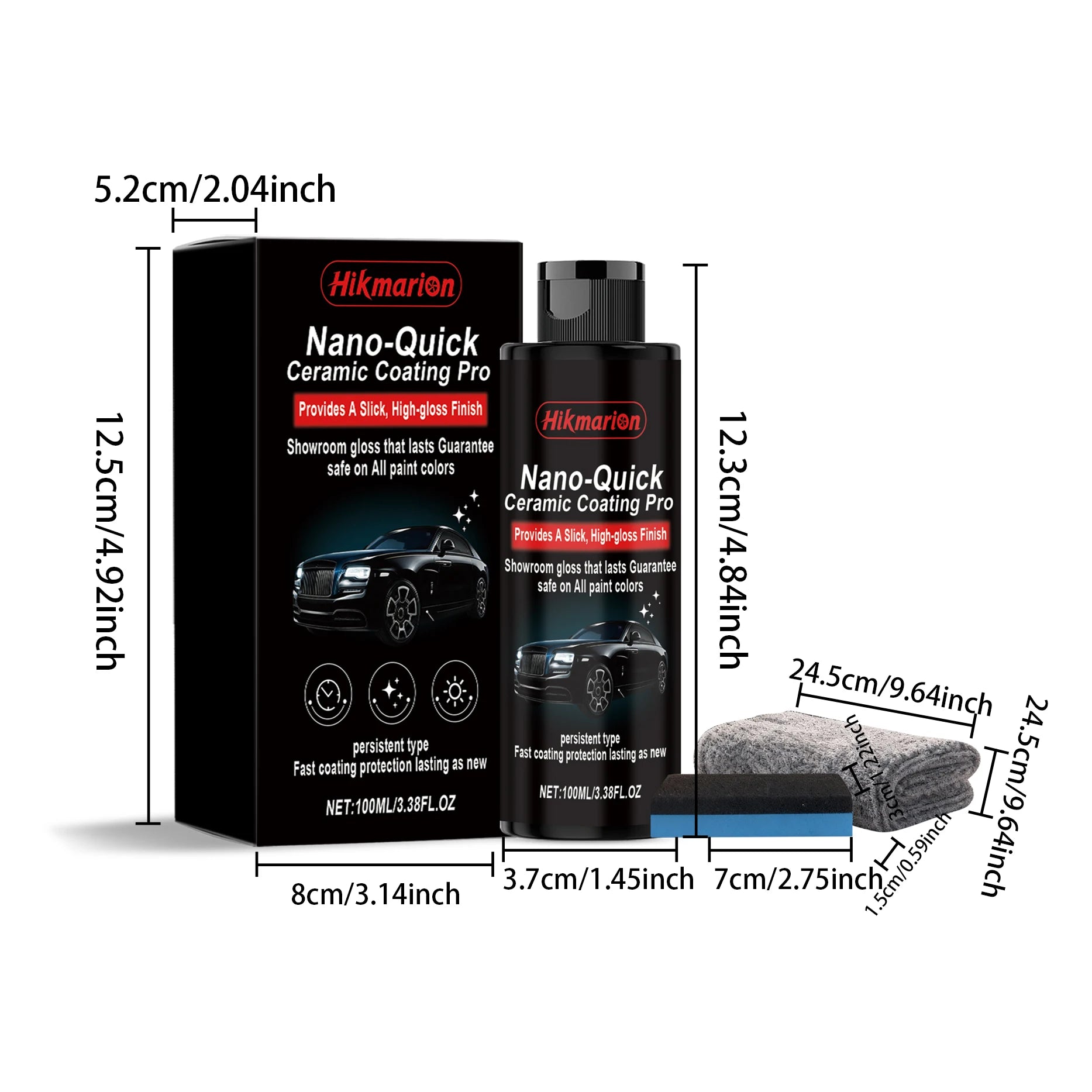 9H Nano Ceramic Coating Pro Kit SiO2 Paint Sealant Superhydrophobic High Gloss Mirror Finish Anti-Scratch UV Protect Car Detail