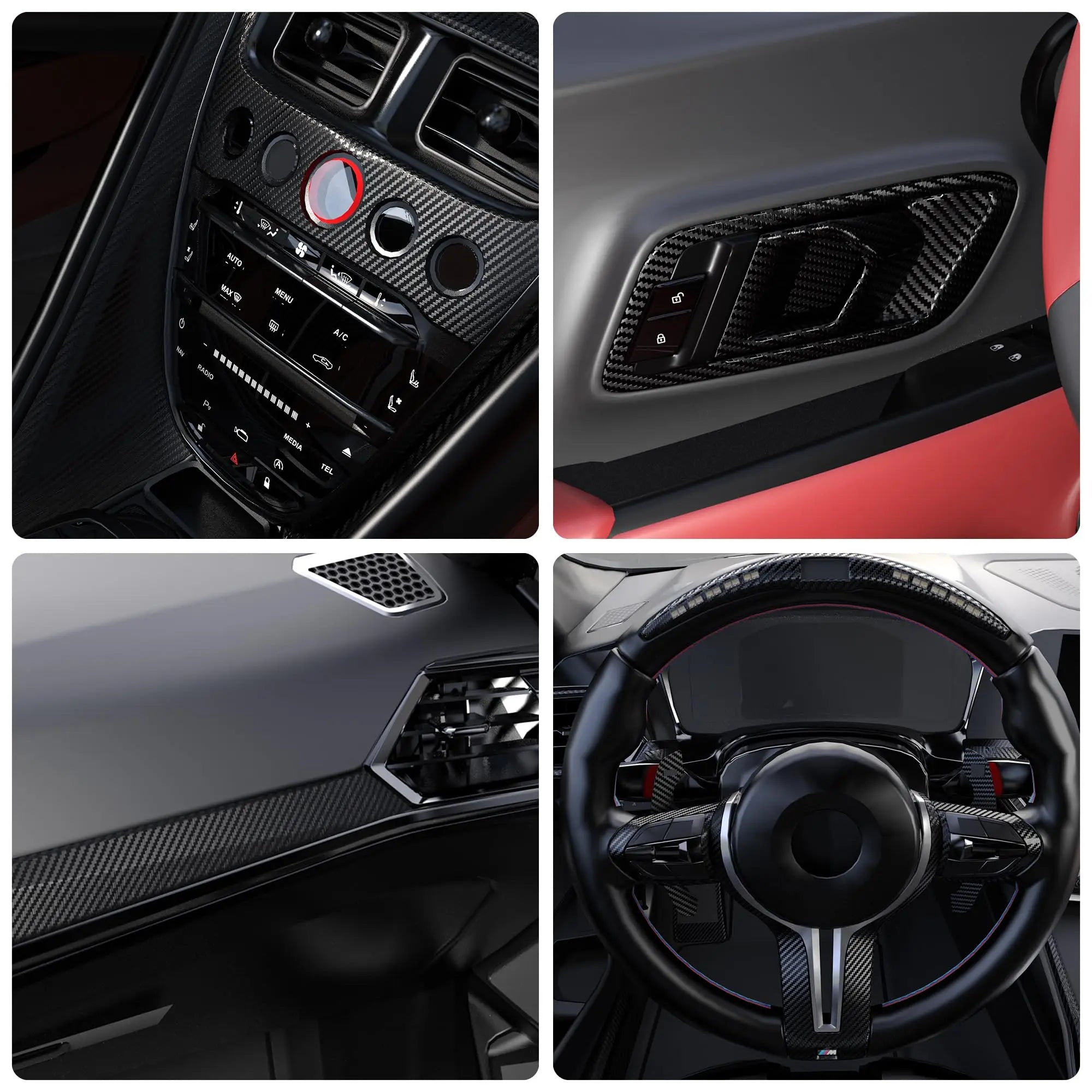 1-6m Carbon Fiber Car Body Vinyl Wrap Matte Accessories Glossy Black Sticker 3D 4D 5D 6D Auto Foil Cover Decoration Film