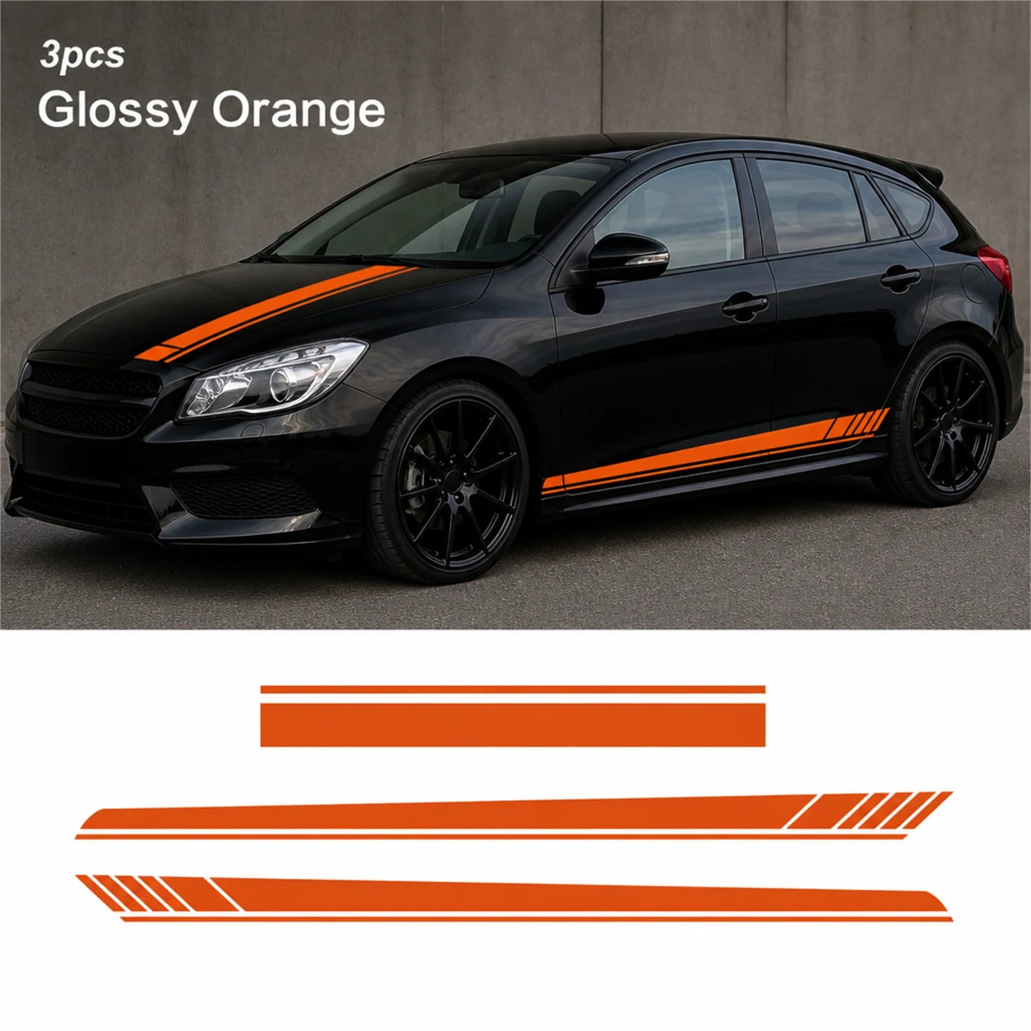 Car Racing Stripes Hood Side Decal Vinyl Sticker Universal Sport Style Auto Body Decoration Waterproof Premium Film