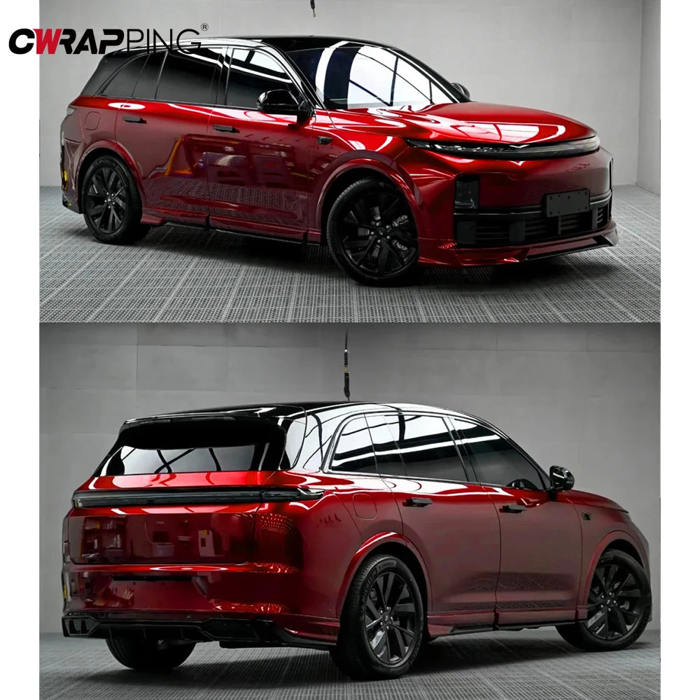 Glossy Red Vinyl Wrap Car Stickers Bubble Free Auto Wrapping Film Color Change Vinyl Decals Car Color Change Films Accessories