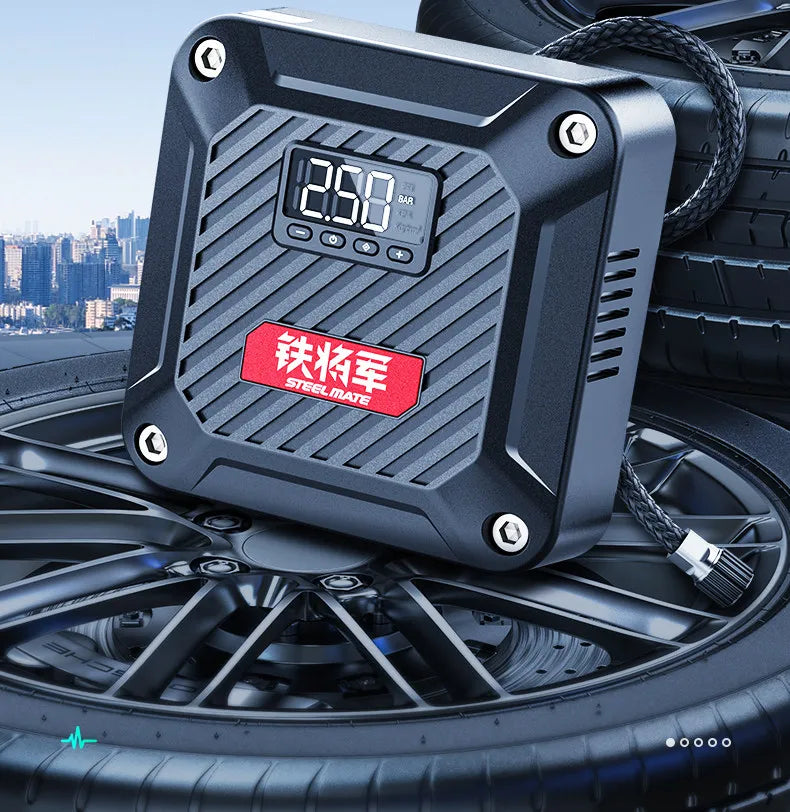 12V Car Air Pump Portable Electric Inflator for Tires Emergency Use with LED Light