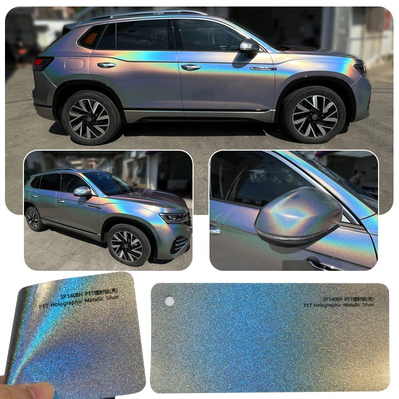 Sub-gray Color Changing Vinyl Wrap 1.52x17m, PET Self Adhesive Car Film, Satin Air Bubble Free Auto Wrap