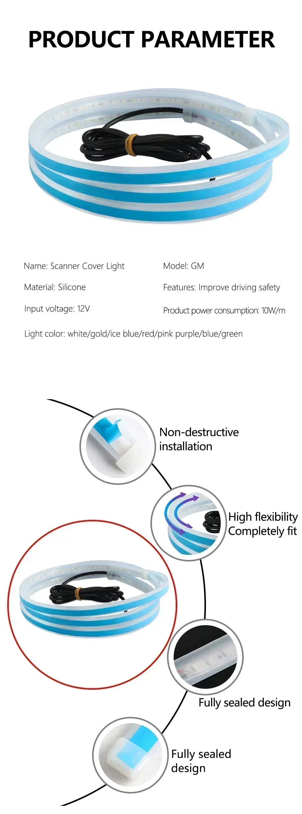 LED Car Hood Decorative Lights Daytime Running Light Steady on Starting DRL Auto Engine Guide Decorative Ambient Lamp 12V