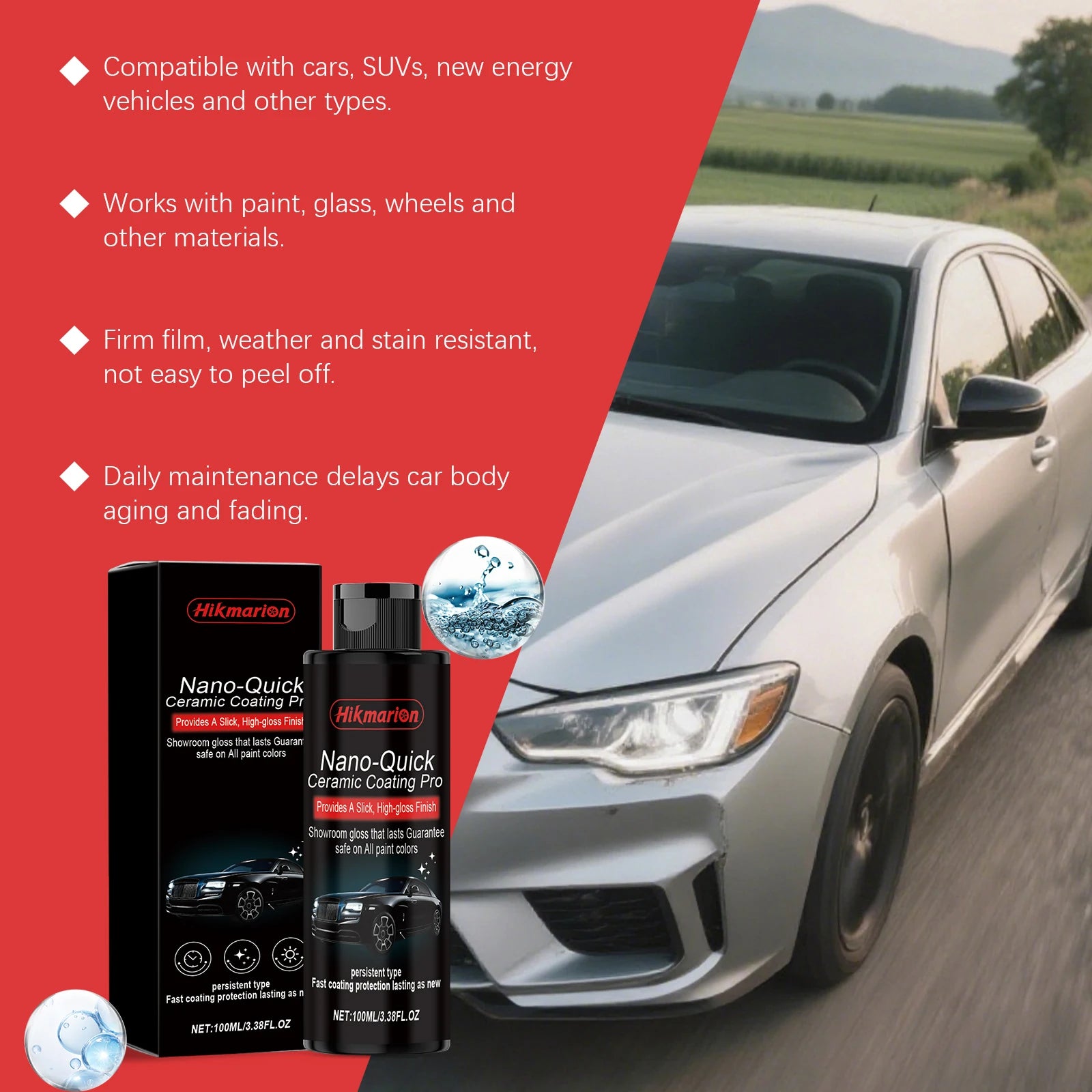Nano Ceramic Coating Agent - Car Surface Coating, Polishing, Refurbishing for Extra Shine and Daily Care