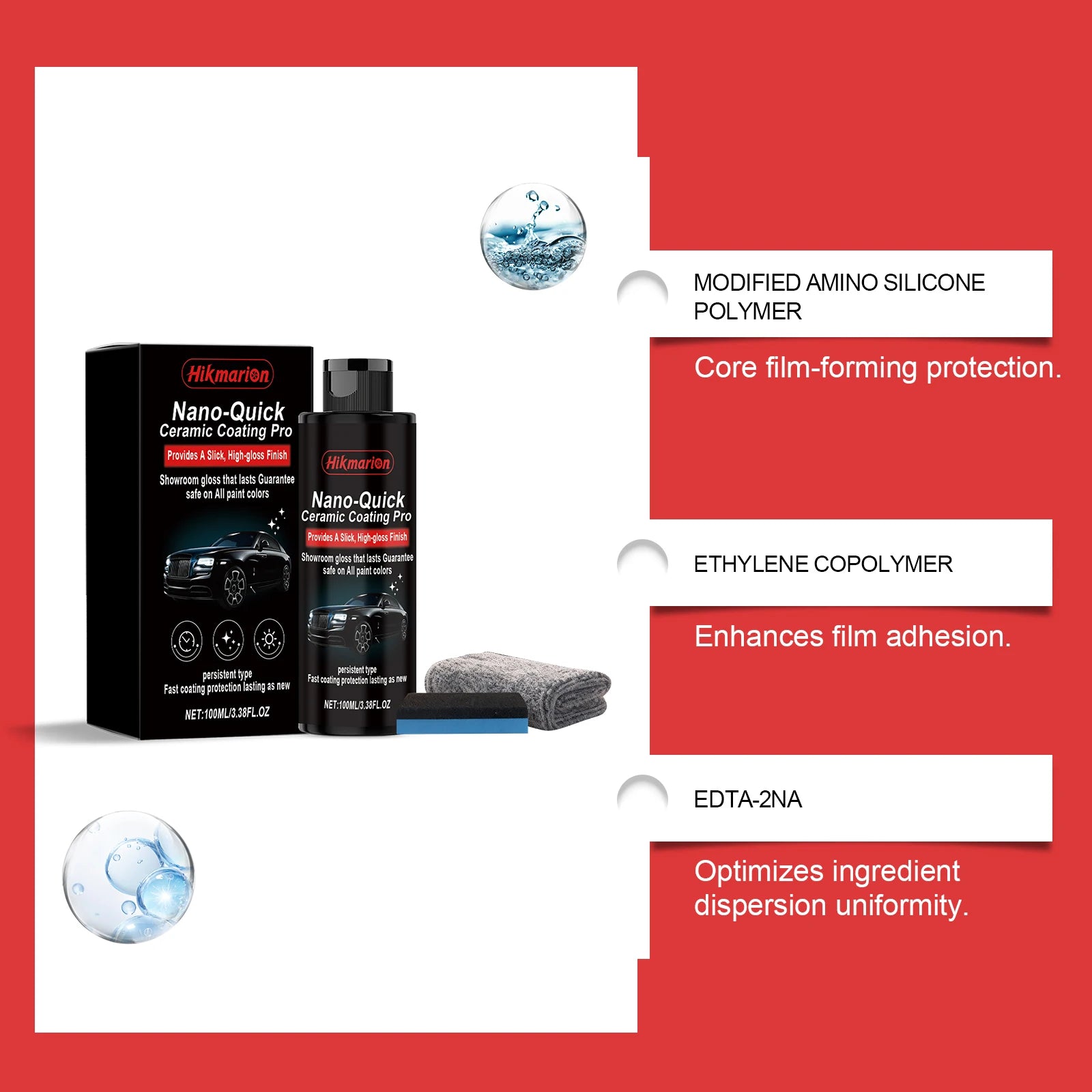 9H Nano Ceramic Coating Pro Kit SiO2 Paint Sealant Superhydrophobic High Gloss Mirror Finish Anti-Scratch UV Protect Car Detail