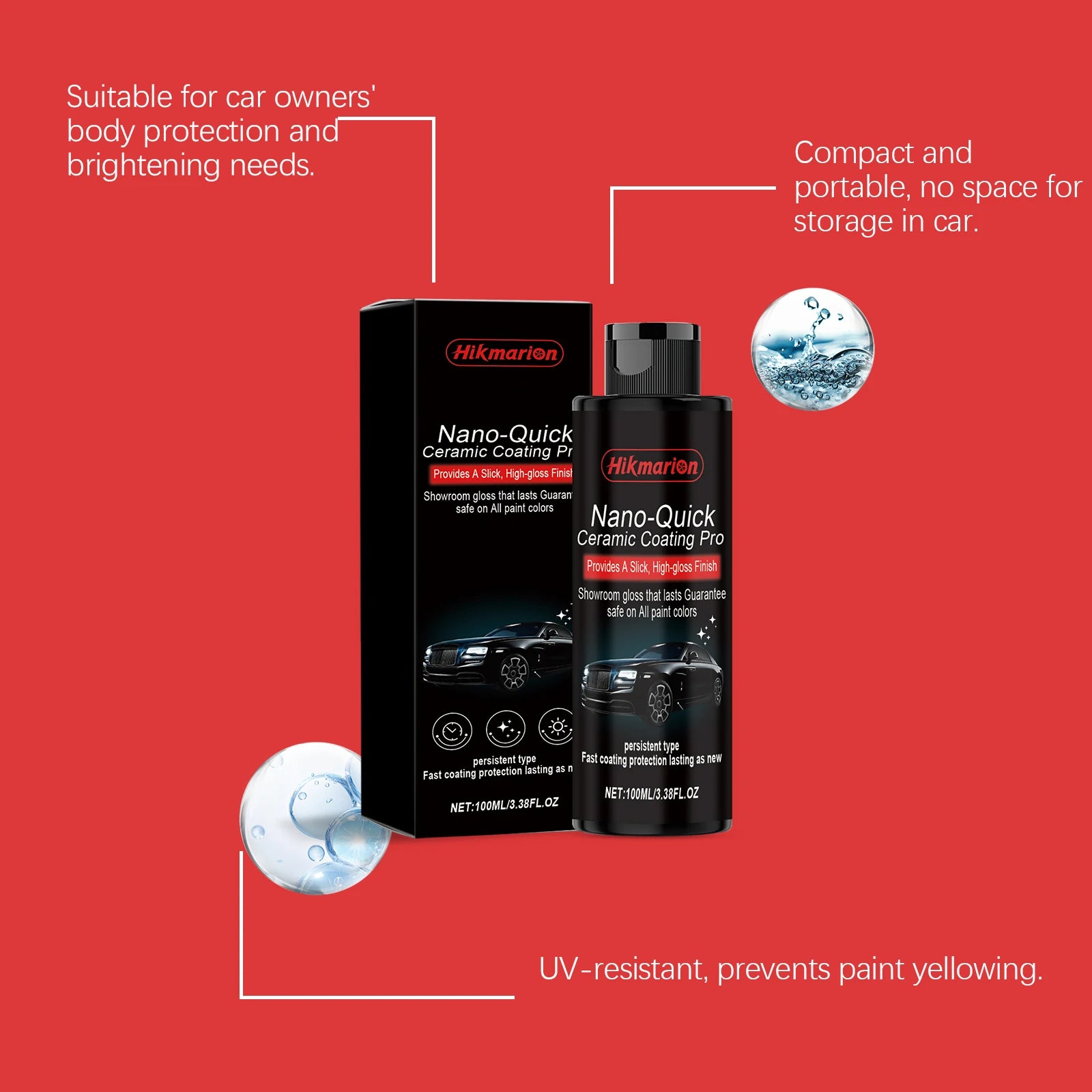Nano Ceramic Coating Agent - Car Surface Coating, Polishing, Refurbishing for Extra Shine and Daily Care
