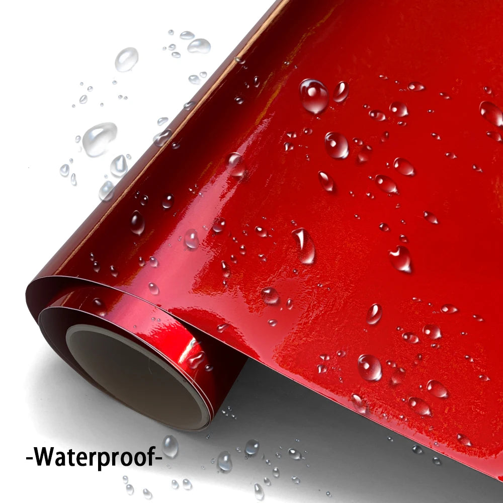 Glossy Red Vinyl Wrap Car Stickers Bubble Free Auto Wrapping Film Color Change Vinyl Decals Car Color Change Films Accessories