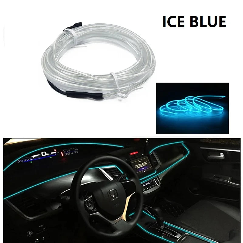 Car Interior Atmosphere Light Strip 5M EL Wiring Decorative Lamp For Auto DIY Flexible Ambient Light USB Party Atmosphere Diode