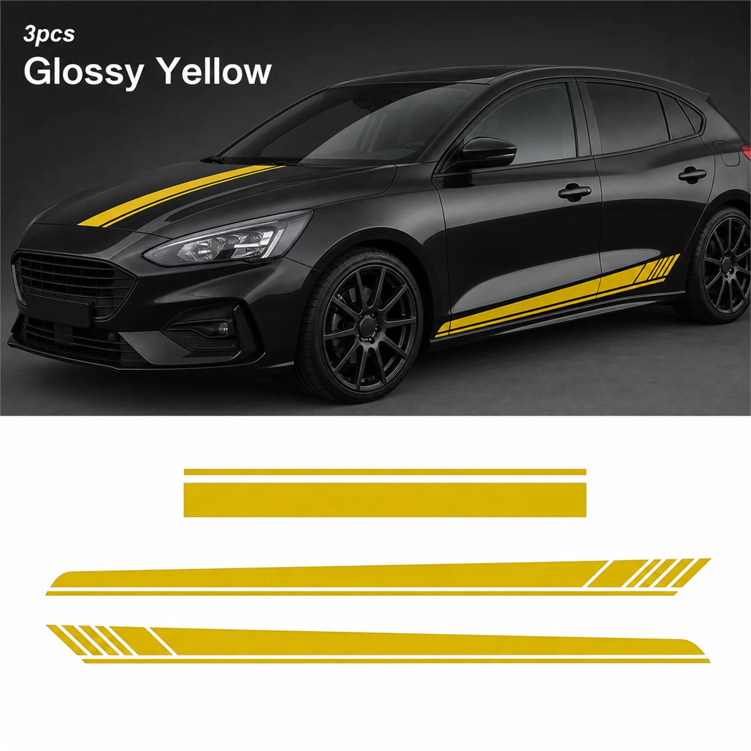 Car Racing Stripes Hood Side Decal Vinyl Sticker Universal Sport Style Auto Body Decoration Waterproof Premium Film