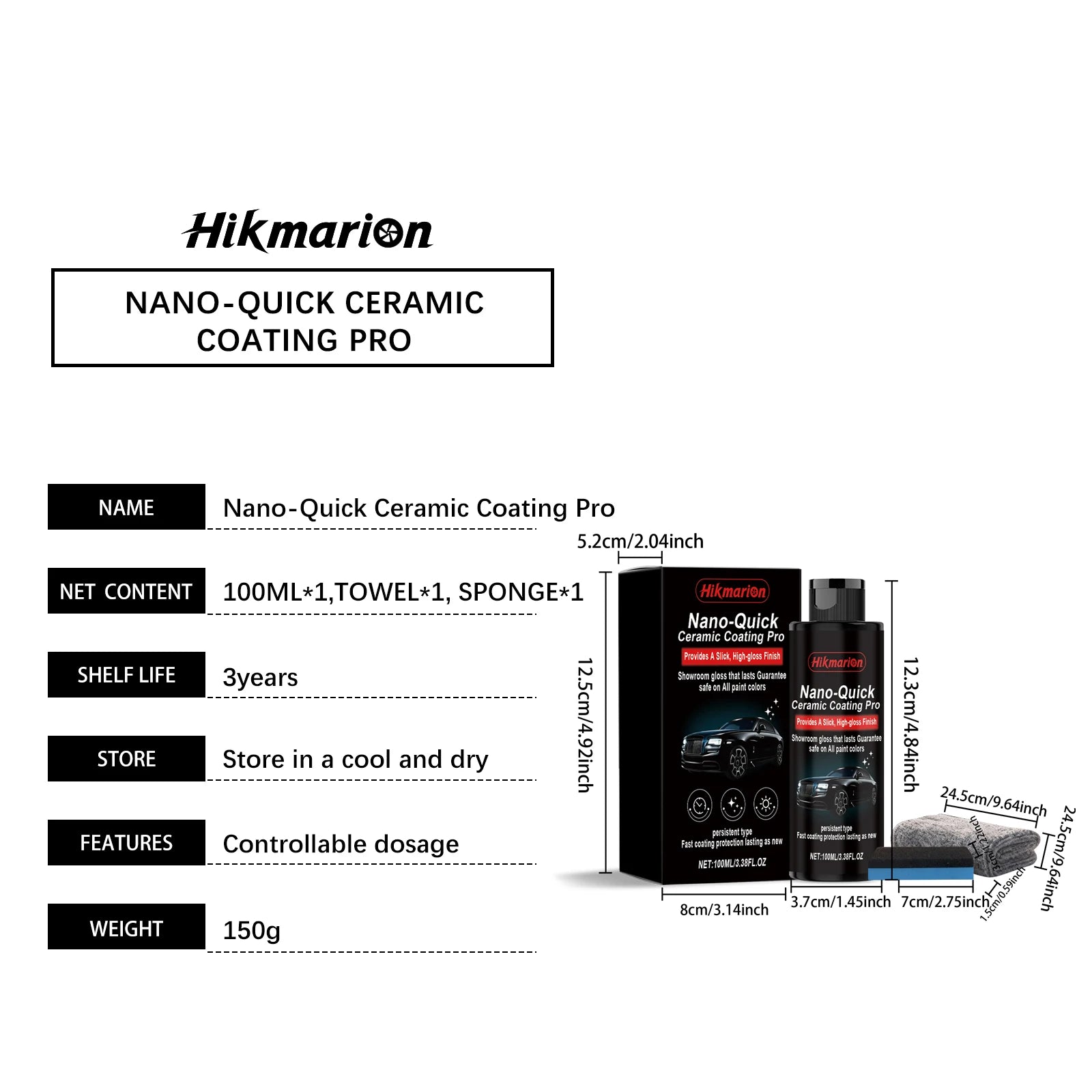 9H Nano Ceramic Coating Pro Kit SiO2 Paint Sealant Superhydrophobic High Gloss Mirror Finish Anti-Scratch UV Protect Car Detail