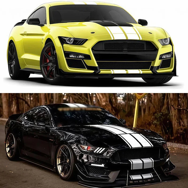 Racing Stripe Hood Decal 2Pcs Waterproof Self Adhesive Vinyl Car Sticker For Vehicle Bonnet Roof Body Exterior Decoration
