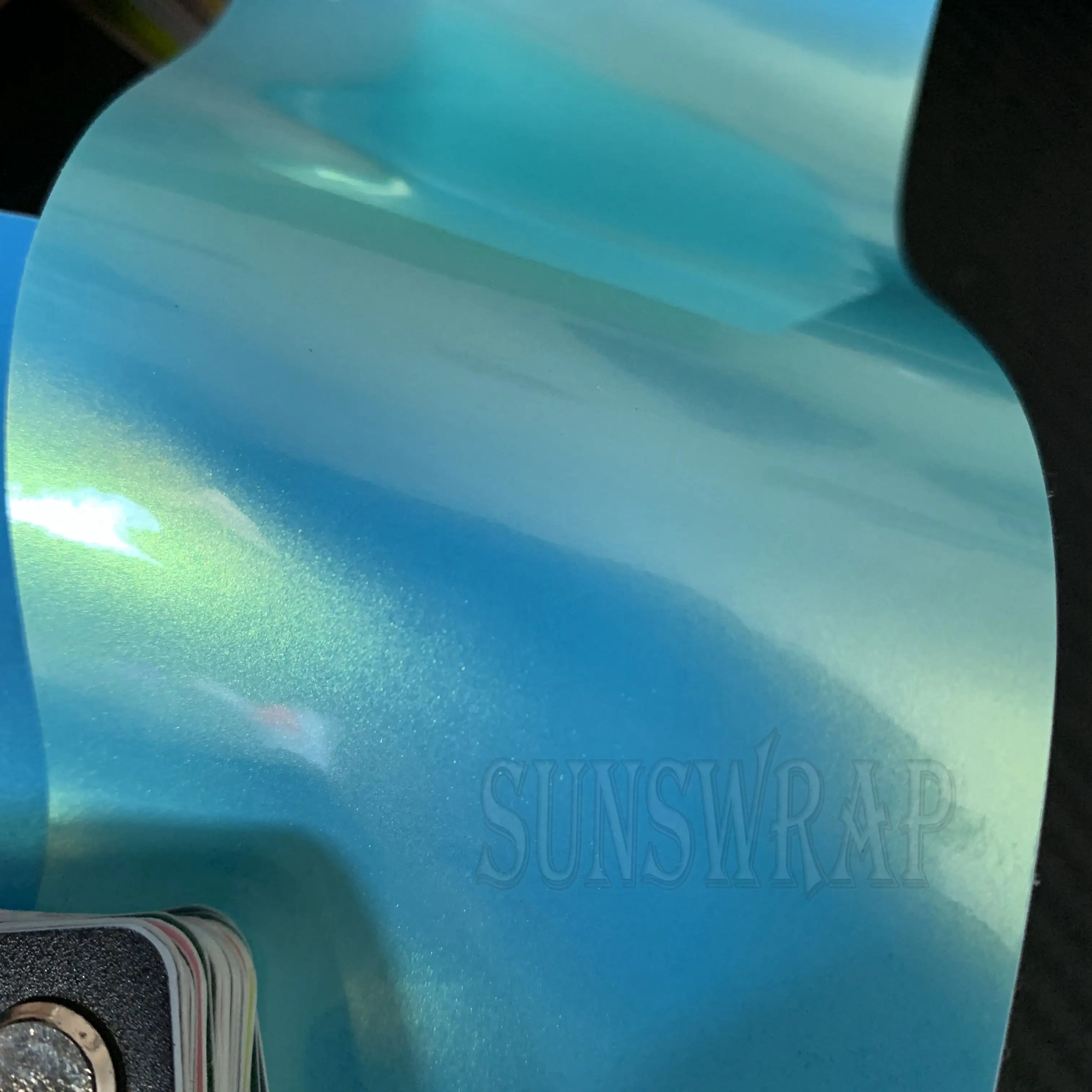 Super Glossy Coral Light Blue Shift Vinyl Wrap Film Vehicle Car Wrapping  5x59ft/roll
