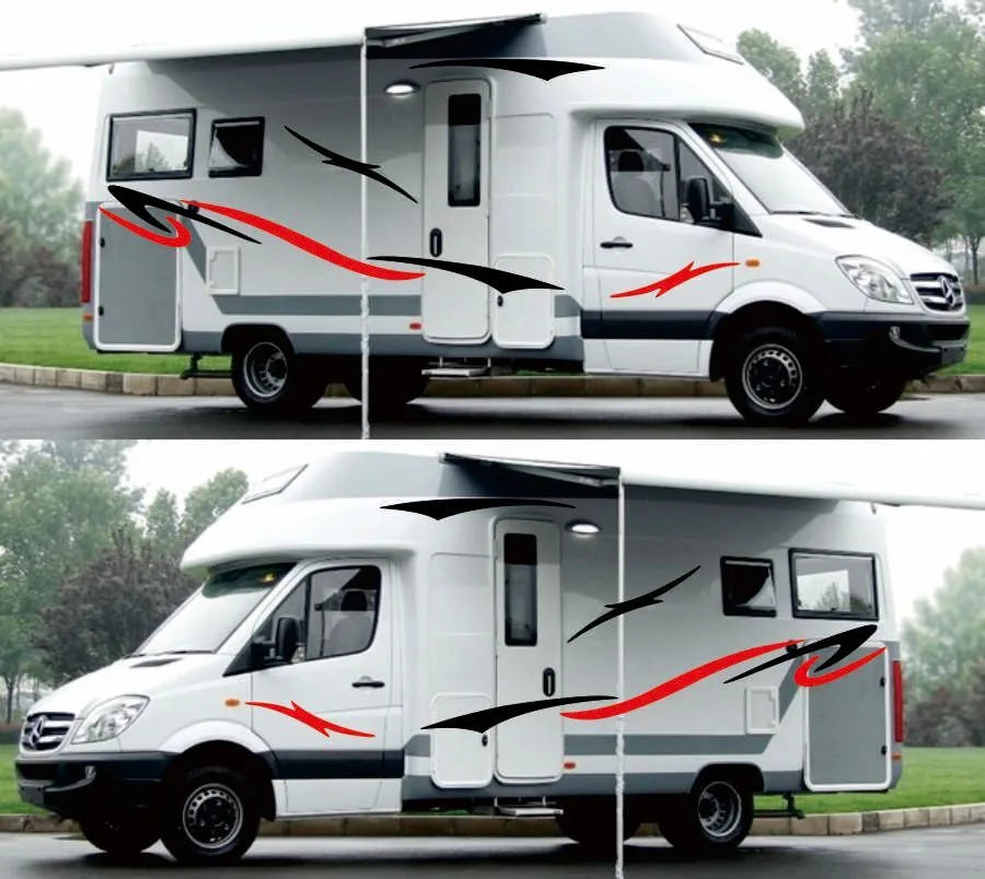 Two side RV Stripes Graphics Decals Car Stickers Vinyl Graphics for Caravan Travel Trailer Camper Van