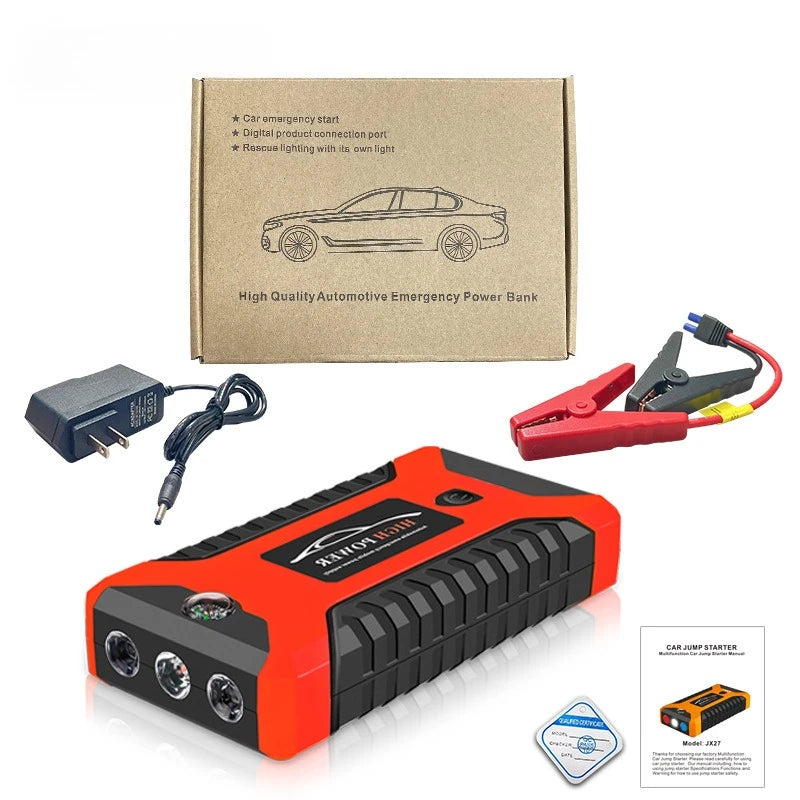 2026 Portable Car Jump Starter 12V Auto Jump Starter 99800mAh Petrol Diesel Power Bank Car Emergency Booster Start Air Pump