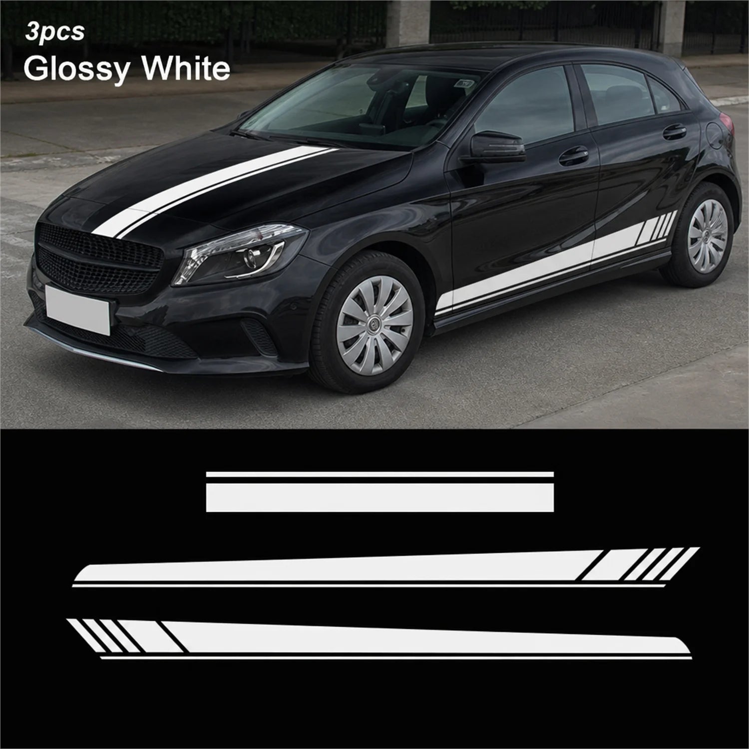 Car Racing Stripes Hood Side Decal Vinyl Sticker Universal Sport Style Auto Body Decoration Waterproof Premium Film