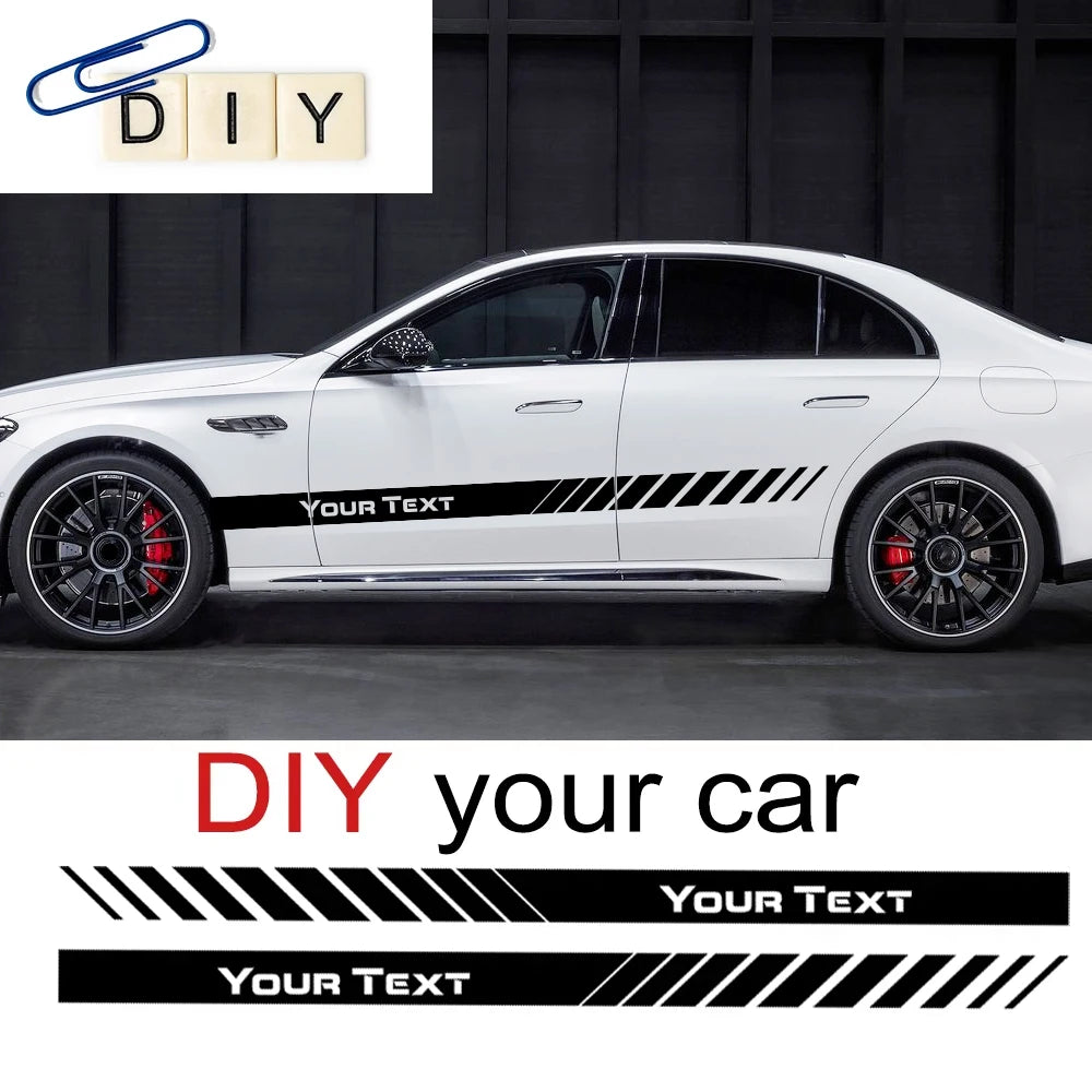 Custom Text Car Side Door Stripe Sticker Personalized Name Vinyl Decal Universal Racing Body Skirt Stripes Auto Accessories
