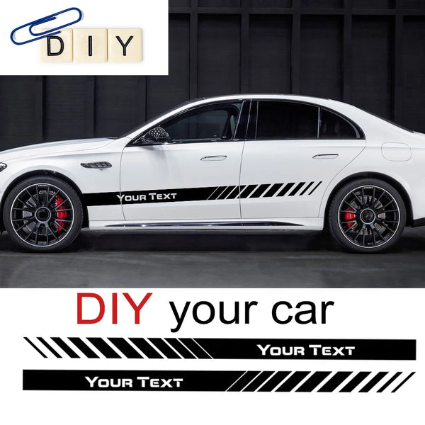 Custom Text Car Side Door Stripe Sticker Personalized Name Vinyl Decal Universal Racing Body Skirt Stripes Auto Accessories