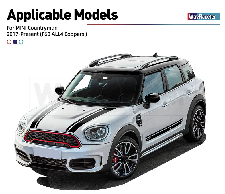 Door Side Stripes Sticker John Cooper Works Car Hood Bonnet Trunk Vinyl For MINI Countryman F60 ALL4 JCW 2017-On 2022 2023