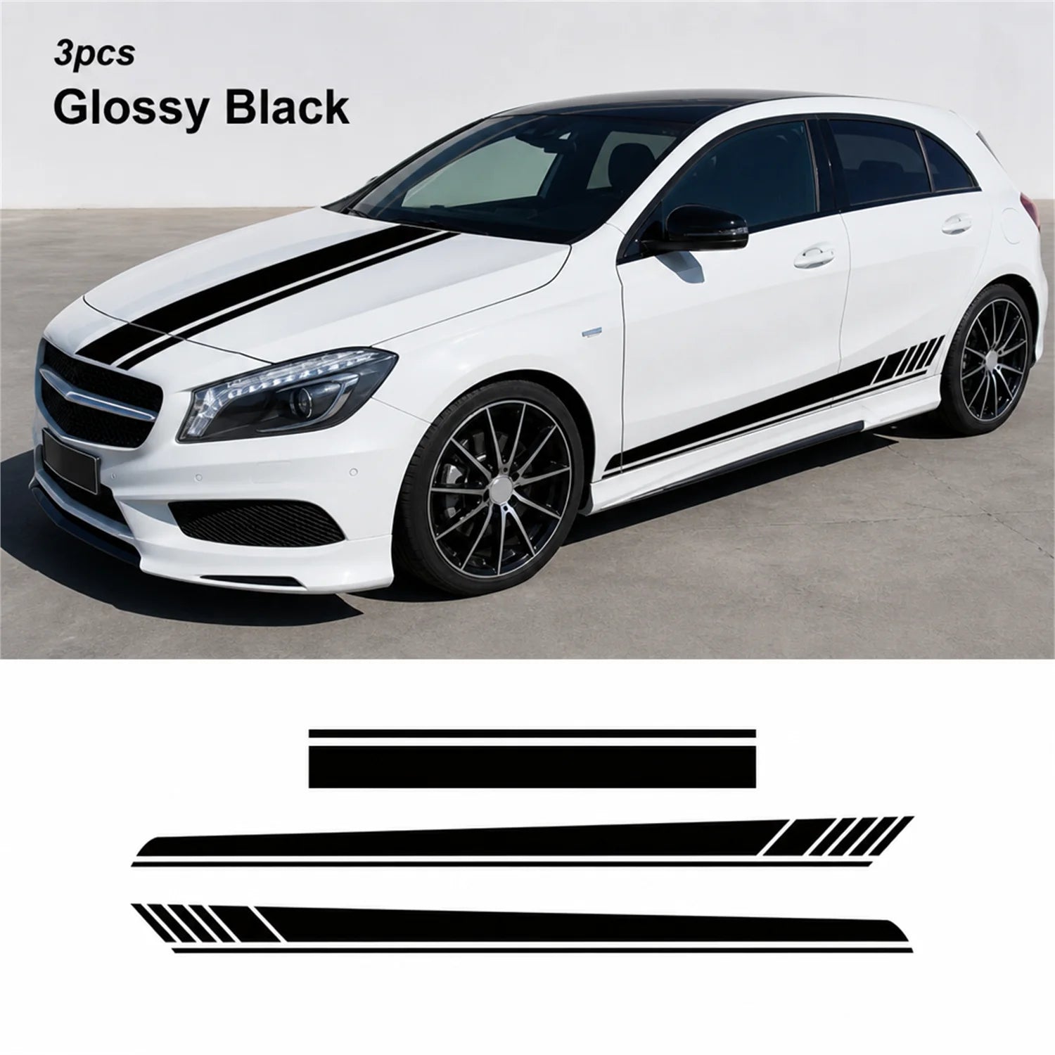 Car Racing Stripes Hood Side Decal Vinyl Sticker Universal Sport Style Auto Body Decoration Waterproof Premium Film