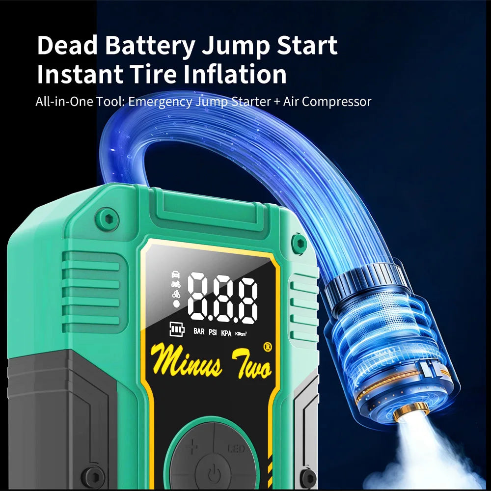 Emergency Startup Power Source - Integrated Unit for Car Air Pump and Vehicle Battery Strong Start Jumper Battery Power Tool - I