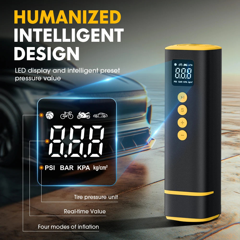 Car Tire Air Pump 12V 150PSI Air Compressor Portable Wired Inflator For Car Motorcycle Bicycle with Extended Power Cord