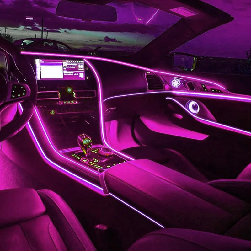Car Interior Atmosphere Lighting LED Strip DIY Flexible EL Cold Light Line Tube With USB Auto Decoration Ambient Lamp