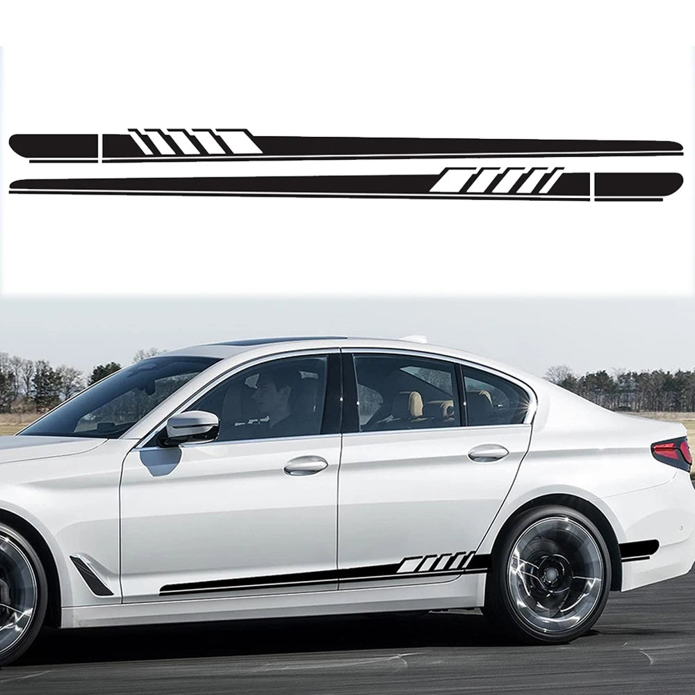 Car Side Body Decals Racing Stripes Vehicle Universal Race Stripes Door Side Skirt Stickers Exterior Decorations for Accessories