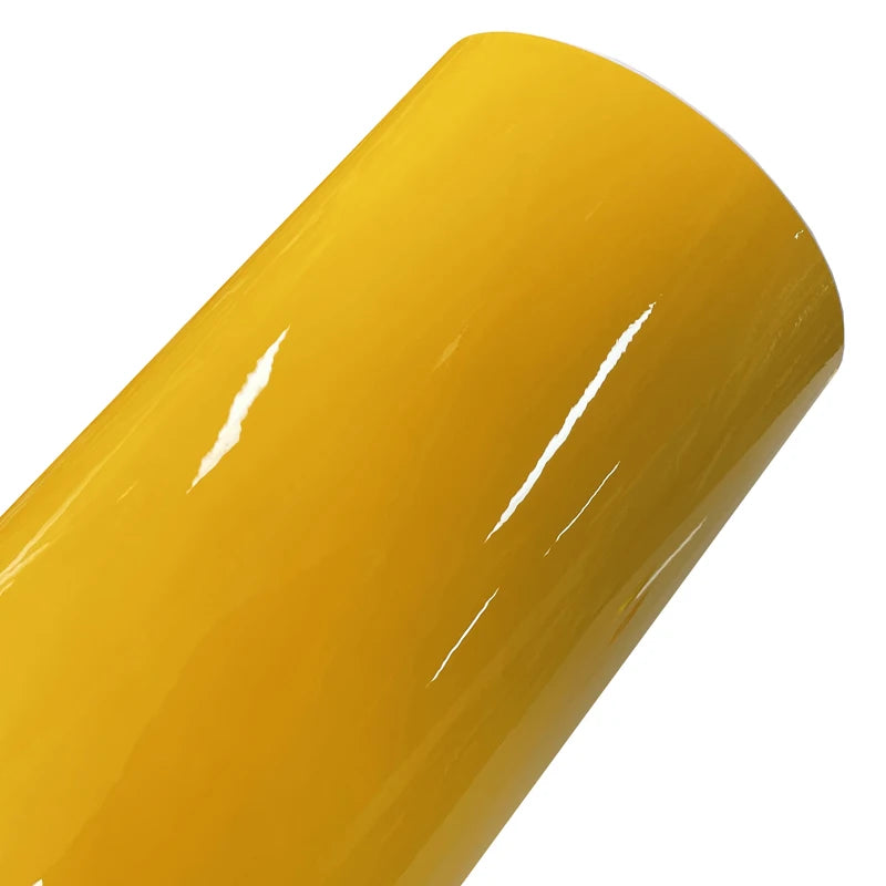 Premium Gloss Bright Yellow Vinyl Wrap Film Roll Self Adhesive Decal Automotive Car Wrapping Foil