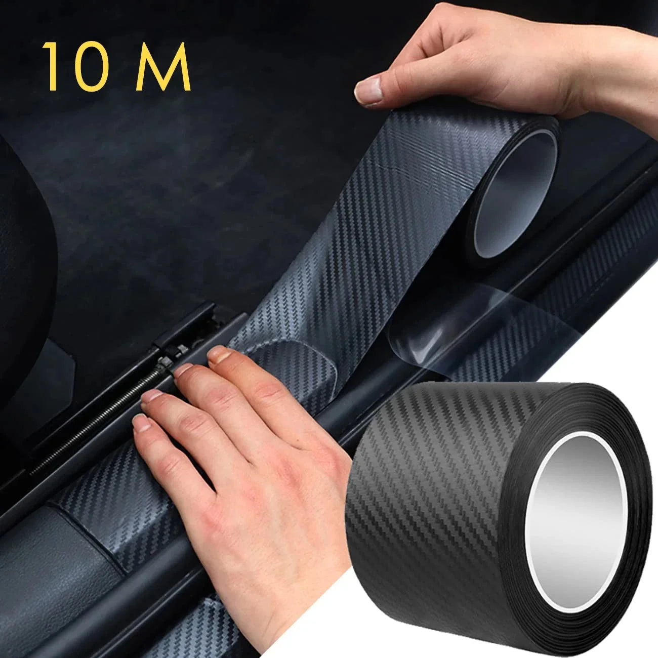 1-10m Nano Carbon Fiber Car 3D Tape Sticker Door Mirror Paste Protector Strip DIY Protection Protective Film Waterproof Adhesive